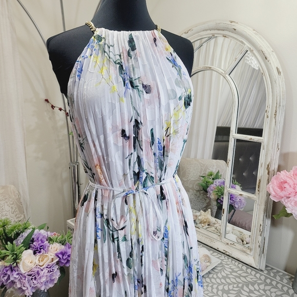 🍒NWT🍒 TED BAKER DIP HEM PLEATED DRESS - Picture 3 of 7